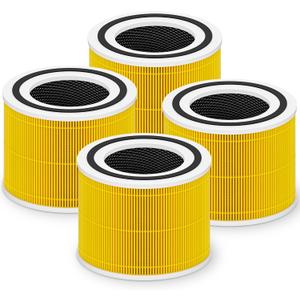 Core 300 Pet Care Replacement Filter for LEVOIT Core 300 Core 300-P Core 300S Vortex Air Air Purifier, 3-in-1 H13 Grade True HEPA High-Efficiency Activated Carbon, Core 300-RF-PA, 4 Pack, Yellow