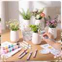 Funrous 6 Sets Paint Your Own Vases White Ceramic Painting Kit with Brushes Watercolor Palette Markers for Adult Paintable Porcelain Vase Decorations DIY Art Craft Supplies Birthday Party Activities