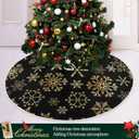 4 x Christmas Tree Skirt 36 Inch Gold Black Snowflake Xmas Tree Mat Christmas Decorations for Xmas Happy New Year Holiday Indoor Party Burlap Tree Skirt Small Ornament (Medium, A001)