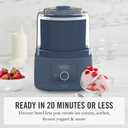 Martha Stewart Ice Cream Maker, 2 Quart Double-Insulated Freezer Bowl, Sorbet & Frozen Yogurt, Ready in 20 Minutes, Mix-Ins Chute, Easy to Clean, Indigo Blue