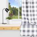 Simple Deluxe Buffalo Plaid Blackout Curtains Panels for Living Room, Bedroom Farmhouse Courtyard Style Room Darkening Thermal Insulated Kitchen Curtains, 37" W x 63" L, White and Gray