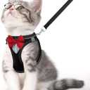 Cat Vest Harness and Leash Set for Walking Escape Proof, Adjustable Kitten Harness Breathable Mesh with Reflective Strips Harness for Kitty Puppy Bunny (Black,XS)