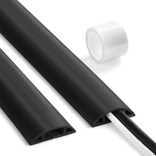 LZEOY 8.5ft Black Cord Protector, Soft Floor Wire Covers - Channel: 0.6"W x 0.32"H : Electronics