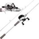 Kilitn Fishing Rod and Reel Combo, White Color Baitcasting Combo Baitcast Reel, 2-Piece Baitcaster Rod, Durable Fiberglass with Comfortable EVA Handle (Casting Right 6FT)