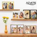AEVETE 5x7 Picture Frames Double Hinged Wood Folding Photo Frames Vertical with Plexiglass Front, Black
