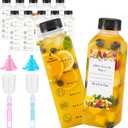 LemonRoad 12 Pcs 16 oz Juice Bottles with Lids, Dishwasher Safe Reusable Plastic Bottles with Caps, Measurement Markings, Clear Bulk Beverage Containers for Juice, Milk, Smoothie, Other Beverages