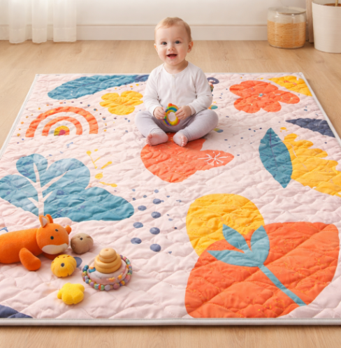 Baby Play Mats for Floor, 71”x59” Upgraded Thickness & Larger Super Soft Playmat for Babies and Toddlers, Foldable Washable, Upgrade Anti-Slip Crawling Mat for Playpen