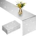 4 Packs Glitter Disco Party Table Runner 12 x 108 Inches Mirror Silver Foil Decor for 70s 80s Disco Party Decorations Birthday Home Table Decorations