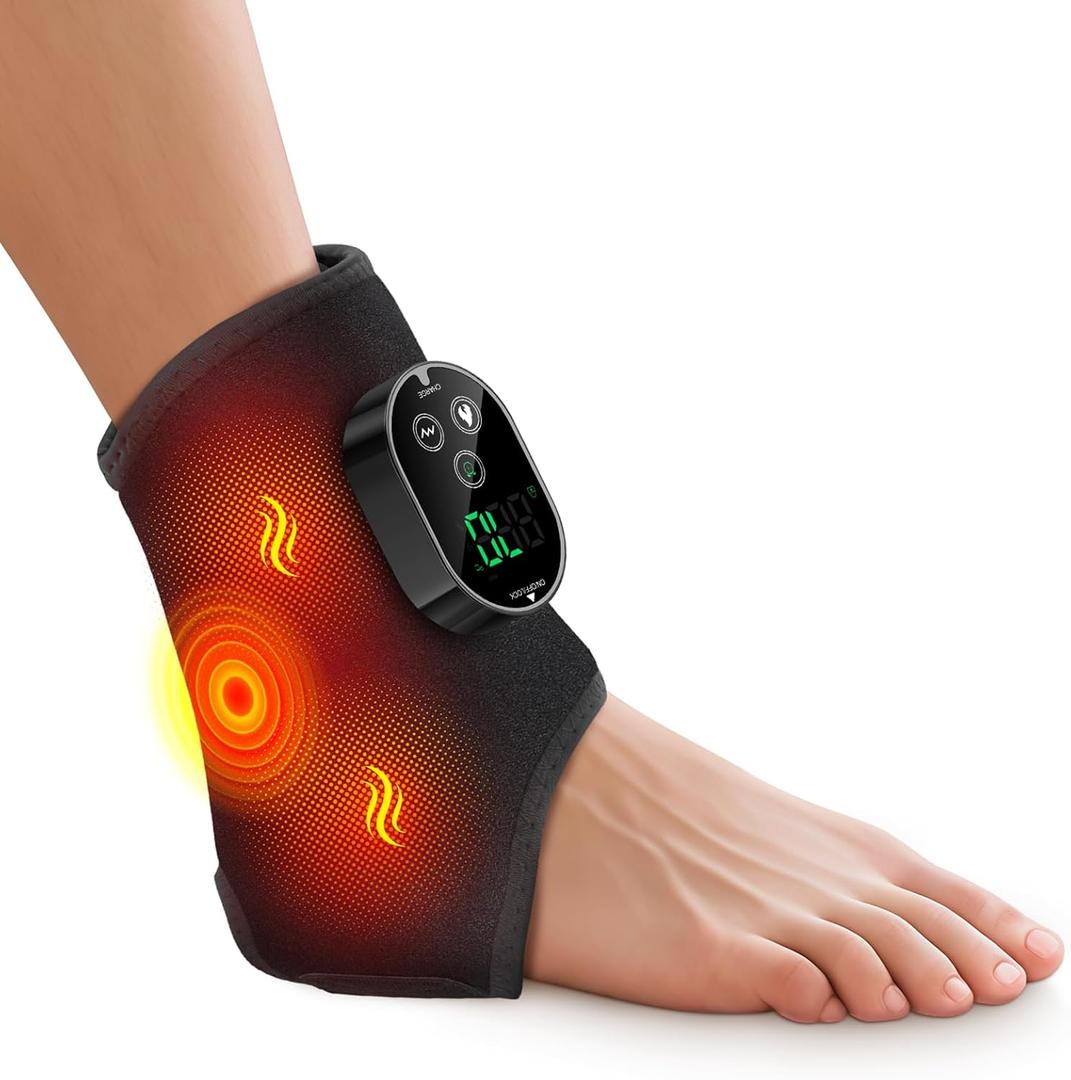 Cordless Neuropathy Foot Massager, Ankle Massager for Pain Relief, Ankle Heating Pad Plantar Fasciitis Relief, Black