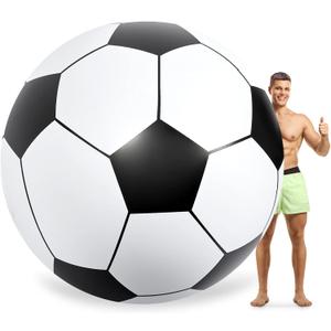 Lewtemi Big Inflatable Giant Soccer Ball Large Inflatable Beach Sport Ball Pool Party Decoration Toys Oversized Jumbo Beach Toy for Pool Water Sports Games (6.5 Ft)