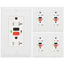 5 Pack - POWAWINI GFCI Outlet 20 Amp, UL Listed, Self-Test GFI Receptacles, TamperResistant, Weather Resistant, LED Indicator, with Decor Wall Plates and Screws, Indoor or Outdoor Use (Red/Black)