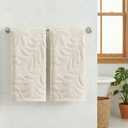 Artoid Mode 2 Pcs Beige 3D Leaves Jacquard Hand Towels for Bathroom, 100% Cotton Soft Absorbent Bathroom Decor Towels, 13.7 x 29.5 Inch