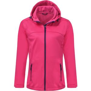 Softshell Jacket Women Fleece Lined Lightweight Jacket Waterproof Coat with Hooded Outdoor Hiking, XXL