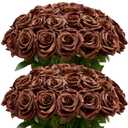 LATRORA 100 Pcs Artificial Roses Bulk Silk Chocolate Roses Tan Roses for Wedding Centerpieces Bridal Bouquet Mohter's Day Valentine's Day Home Decor
