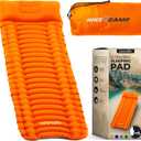 SereneLife Camping Mattress, 2.7" Backpacking Inflatable Air Mattress for Camping, Waterproof Lightweight Sleeping Mat with Carry Bag, Tear-Resistant Nylon for Hiking, Travel, Outdoor, Orange