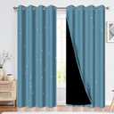 Renaiss Wave Line Dots Blue Blackout Curtains for Bedroom Modern Abstract Geometric Pattern Window Curtain Insulated Thermal Window Drapes for Living Room Decor 2 Panels Set, 42x63 Inch