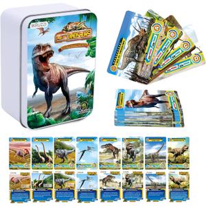 168 PCS Dinosaur Cards Set - Educational Learning Flash Cards, Collectible Trading Cards for Kids, Dino Games, Prehistoric Animals Toys