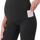 POSHDIVAH Women's Maternity Shorts Over The Belly Biker Yoga Active Pregnancy Workout Short Pants with Pockets 8" (Medium)