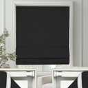 Changshade No Drill Roman Shades Cordless Blinds Blackout for Indoor Windows, Room Darkening Black Out Tension Rod No Hardware No Tools Inside Mount, Shade Size 35 Inches Wide 64 Inches High, Black