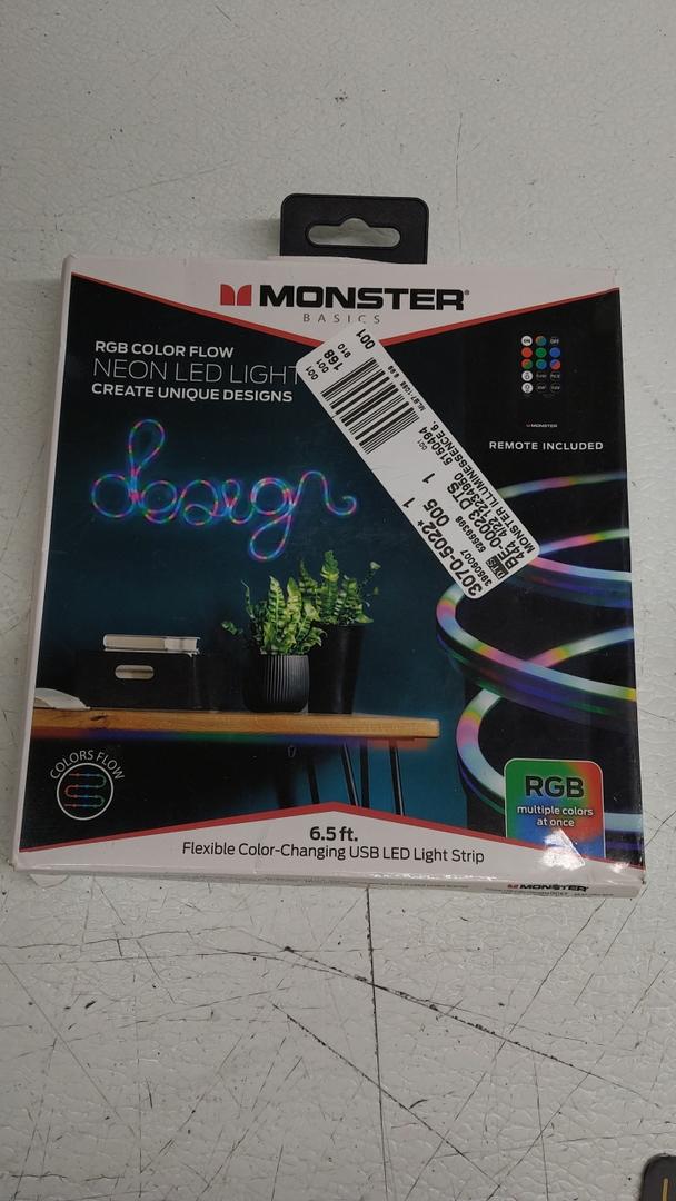 Monster 6.5 ft Multi-Color Flow Technology Neon-LED Strip, Strong Shape-it Material, Xtreme Easy Installation And Ultra pro Universal Remote 4 Devices For All Major Brands, Preprogrammed for Samsung TVs