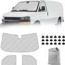 Windshield Sun Shade 3 Set for1996-2022 Express/GMC Savana, Insulated Front Seat Side Sunshade for All Seasons, Blockout UV Reflector Privacy Protection