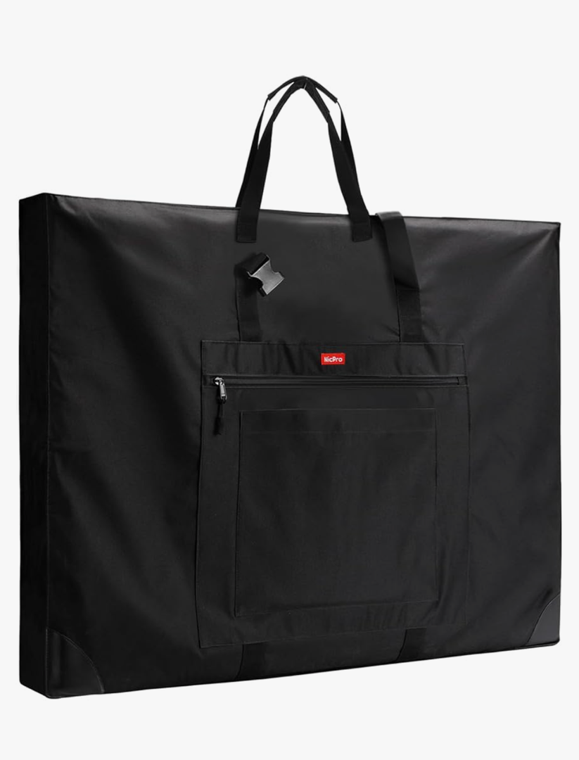 Nicpro Large Size Art Portfolio Case, Artist Portfolio Tote Bag with Leather Corners & Side Widening, Waterproof Storage Portfolio Folder with 3 Pockets for 20'' x 26'' Poster Canvas Sketching Drawing