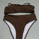 MOSHENGQI Women High Wasited Bikini Shoulder Strap 2 Piece High Cut String Swimsuits Medium
