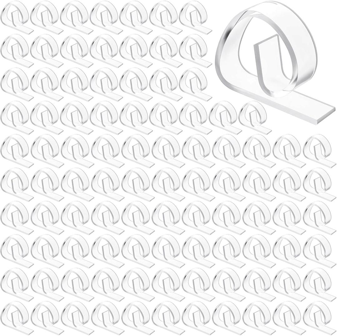 120 Pieces Transparent Clear Plastic Tablecloth Clips, Windproof Picnic Table Skirting Clamps Ideal for Outdoor Camping Picnic Christmas Weddings Banquets Graduation Parties (e Shape)
