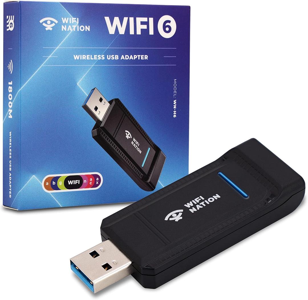 WiFi 6 AX1800 2T2R, USB 3.0 Chipset: RTL8832AU, WiFi Dongle Adapter | 802.11ax Gigabit Wireless Network Card Adapter | 5GHz/2.4GHz | WPA3 Network Security | Windows 7/10/11