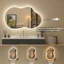 40x24 Inch Irregular Cloud LED Bathroom Mirror, Asymmetrical Backlit Bathroom Vanity Mirror, Anti-Fog, Dimmable, 3 Colors, Memory, Shatterproof (Horizontal/Vertical)