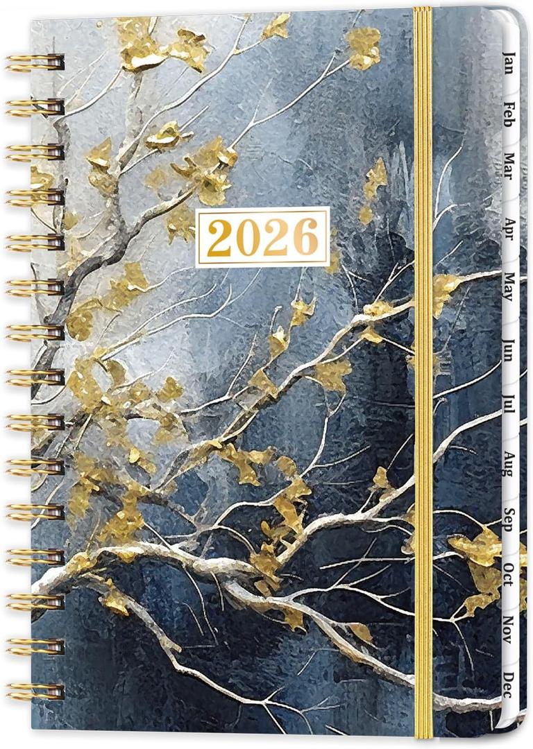3 x 2026 Planner - Weekly & Monthly Planner 2026, January 2026 - December 2026, 6.4" x 8.5", Durable Metal Rings, Elastic Closure, 12 Monthly Tabs, Back Pocket