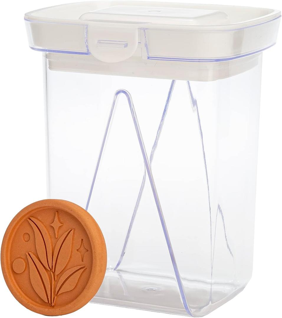 Goodful Brown Sugar Saver and Softener Disc with Airtight Storage Container, Multiple Uses for Food Storage Containers, Reusable and Food Safe, 1-Quart Container with Sugar Saver Disk