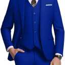 ZKHOECR Men's 3 Piece Slim Fit Suit Set, Two Button Blazer Solid Jacket Vest Pants Wedding Business Suith M Royal Blue