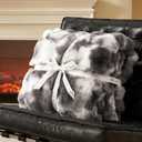 Amlie Home Faux Fur Throw Blanket, Ultra Soft Fuzzy Plush Bubble Blanket for Couch, Bed & Living Room, 60"x80", Tie-dye Grey