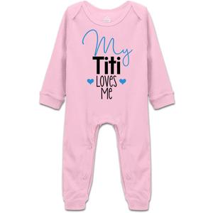 My Titi Loves Me Onesie Baby Clothes Toddler Rompers Bodysuit Short Sleeve/Sleeveless/Long Sleeve (Pink)