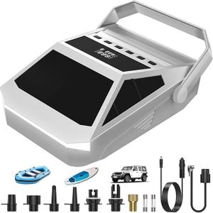 50PSI Paddle Board Pump Electric Portable, High Pressure Sup Pump - Dual Stage Inflation, Auto Shut Off and Deflate for Stand Up Paddle Board/Car/Kayak/Bicycle