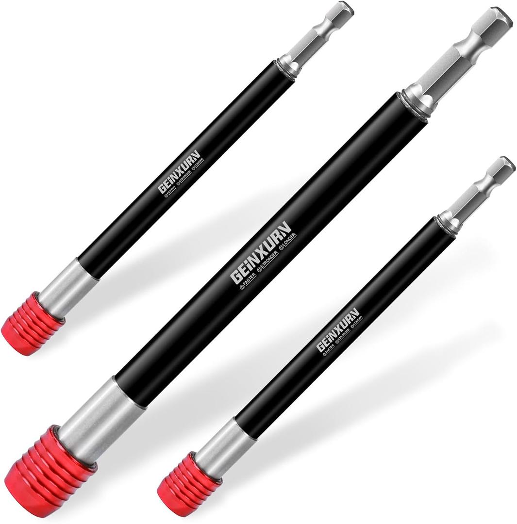 Geinxurn 6 Impact Screwdriver Bit Holders Extra Long, 3Pcs Magnetic Extension Quick-Change Socket Drill Bit Holder Cr-V Steel Hex Shank Quick Release Drill Bit Guide