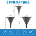 Plastic Kitchen Funnel Set of 3, Round Kitchen Funnels for Filling Bottles, Durable and Multifunctional Funnels for Filling Canning, Cooking, Lab or Car Oil (Gray)