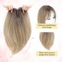 Ms Taj Hair Topper 12 Inch Hair Toppers for Women with Thinning Hair 6.5"x6.5" Large Base Synthetic Hair Topper with Bangs Fiber Wiglets Ladies Toppers Hair Pieces for Women-Ombre Dark Blonde