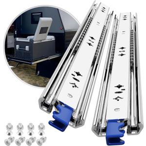1 Pair Heavy Duty Drawer Slides with Lock 18 20 22 24 26 28 30 32 34 36 38 40 Inch 250 lb Load Capacity Side Mount Full Extension Ball Bearing Rail, 18 inch