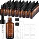 UPBUD 63 Pcs 1oz Amber Glass Dropper Bottles with Measurement, 30ml Leakproof Tincture Bottles with Funnels, Eye Droppers, Extra Caps & Labels, Refillable Empty Bottle for Tinctures, Essential Oils