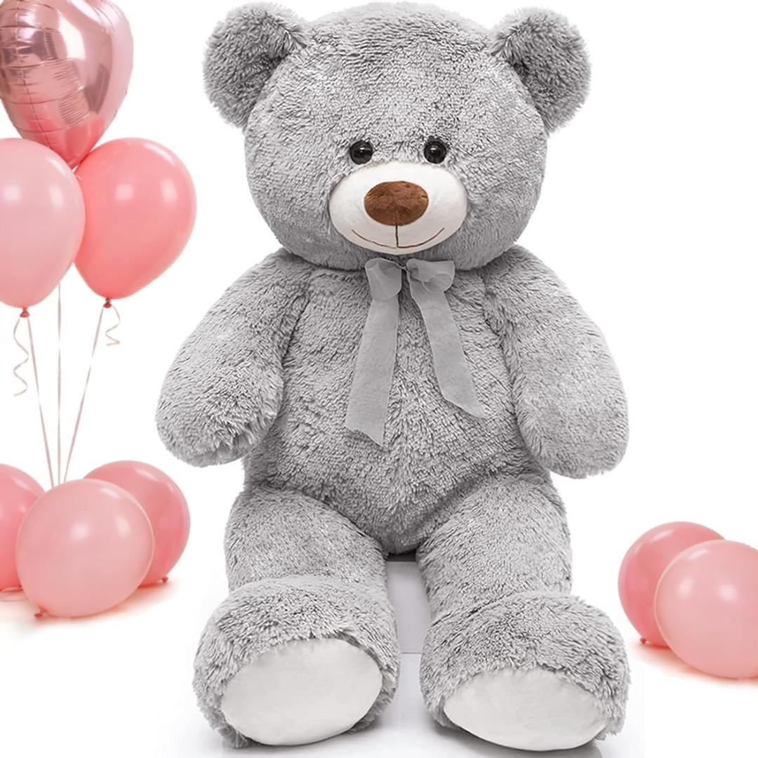 MorisMos Giant Teddy Bear Stuffed Animal 3ft-36 inch Big Teddy Bear for Baby Shower Decor, Large Stuffed Bear Gifts for Girl Boy Women on Birthday Christmas,Grey