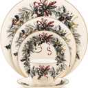 Lenox 185591602 Winter Greetings, Ivory Bone China, 5-Piece Place Setting, Christmas Dinnerware Set, Holiday Hosting