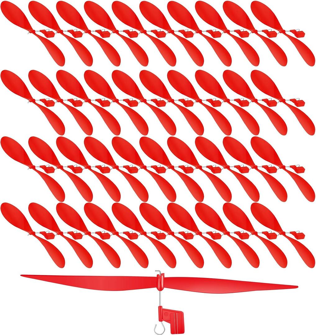 Libima 40 Pcs Plastic Propeller for STEM Activities Fold Resistant Propeller Blades with Rubber Band Hooks for Airplanes and Helicopters from Research Institution, 7.1 Inches(Red)