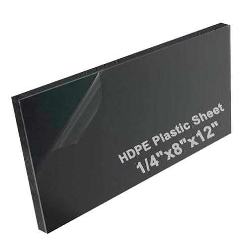 High-Density Polyethylene (HDPE) Plastic Sheet 1/4" Thick 8" X 12"- Black HDPE Sheet,for Machining, Home Improvements, DIY Projects, Engineering,High-Density Polyethylene Plastic Block (Pack of 1)