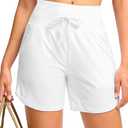 Viodia Women's 5" High Waisted Swim Board Shorts Quick Dry Beach Shorts with Pockets UPF 50+ Swimsuit Bottoms with Liner L