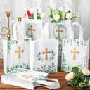 Ribbonlic 24 Pcs First Communion Religious Gift Bag Reusable Baptism Gift Bags Non Woven Church Welcome Bags for 1st Communion Easter or Other Religious Occasions Party Favors 9.84 x 7.87 x 2.36''