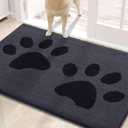 Buganda Dog Door Mat for Muddy Paws, Absorbent Dirt Trapper Washable Indoor Doormats, Non Slip Low-Profile Mud Mat for Dogs, Front Entrance Doormat for Inside Floor (30x20 Inches, Black)