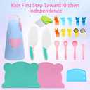 3 x Kids Knife Set for Real Cooking 21 PCS Toddler Knife Set with Cutting Board, Crinkle Cutter, Cake Sscrapers,Apron,Serrated Edges kids kitchen knife set