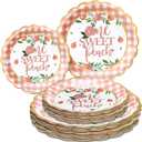 Havawish 60 Pcs One Sweet Peach 1st Birthday Decorations Paper Peach Plates Disposable Paper Plates Fruit Summer Party Supplies for 1st Birthday Baby Shower